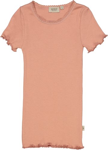 Wheat - Rib T-shirt Lace SS // Cameo brown 